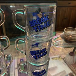 Vintage Disney Mickey Mouse “ Break Time “ Coffee Cups