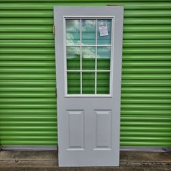 White Exterior Door With Glass Panels