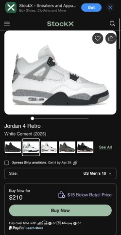 Jordan 4 Retro White Cement (2025)