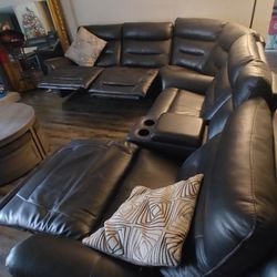 Over Sized Leather Electric Sectional Recliner Sofa
