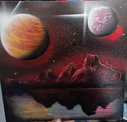 Spray paint art on canvas 12x12
