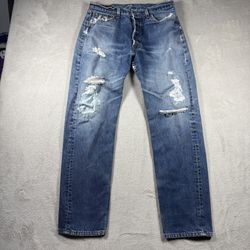Vintage levis 501 Women’s Size 32x30 Light Wash 90s USA Paint Distressed #3501