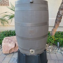 50 Gal. Rain Barrel Walnut Color with Brass Spigot and Stand