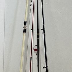 Vintage Set of 4 Fishing Rods with 3 Reels