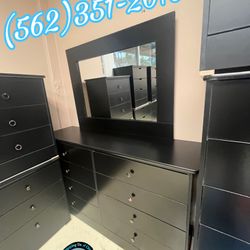 Black Eight Drawer Dresser With Mirror New Chest Cajonera Comoda Bonita 