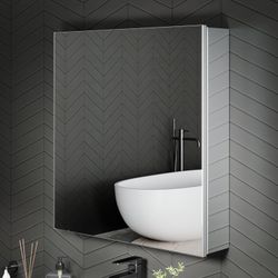 24x26 Bathroom Medicine Cabinet Mirror, Aluminum Frame, Recessed or Surface Mount, Adjustable Shelves