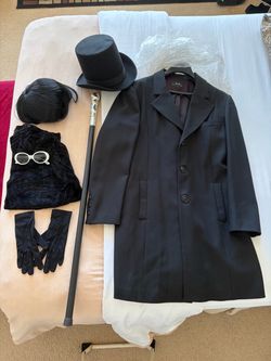 Black Villain Halloween Costume Set with Coat and Accessories