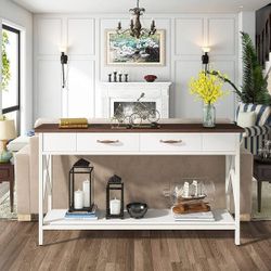 Tribesigns 70-inch Sofa Table with 2 Drawers, Extra Long Console Table with Storage
