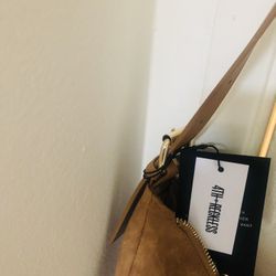 Hobo Purse Faux  Suede Crescent Shape