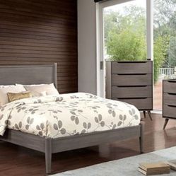 Brand New Grey Modern Style 4pc Queen Bedroom Set (Available In California & Eastern King Size)