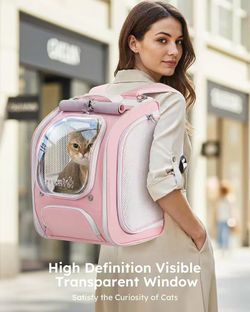 🥨Pecute Cat Backpack Carrier, Large Space Cat Bubble Backpack, Breathable Cat Carrier, Shaded Dog Backpack Carrier, Ergonomic 3D Design for Travel, H