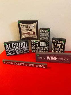 *$2 to $5** Decorative Wine Themed Wooden Box Signs | Table Top / Wall Hanging Decor 🔻