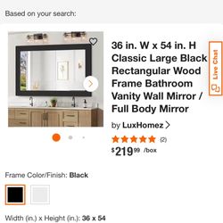 Black Wood Frame Mirror 