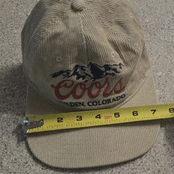 Coors Corduroy Hat Cap Adult Snapback Adjustable Beige Banquet Beer Dever Ski