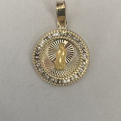 10k Real Gold Virgin Mary Pendant Charm 