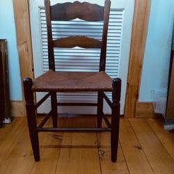 Antique Ladderback Chair w/ Rush Bottom Seat