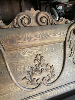 Antique Oak Bed Couple No Mattress