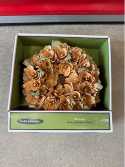 Target Tan Birch Wood Floral Wreath with Green Leaves