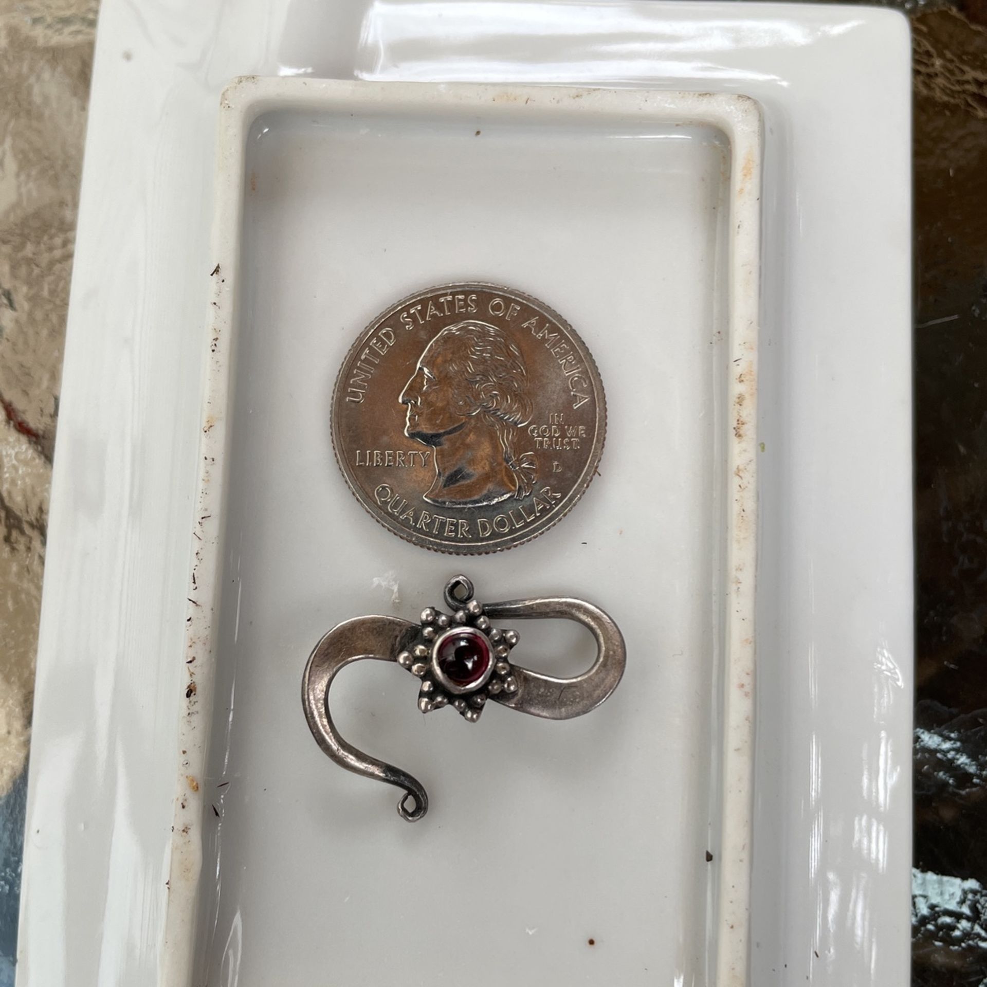 Sterling Pendant With Red Stone