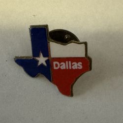 Dallas Texas State Shape Metal Magnet Souvenir Lone Star State Red White Blue