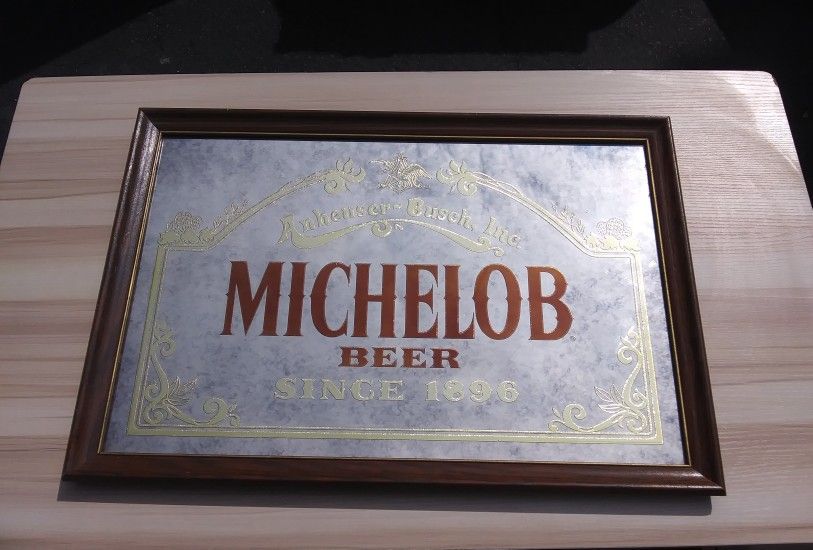 Vintage Anheuser-Busch Michelob Beer Since 1896 Framed Mirror Sign 18.5" x 26.5

