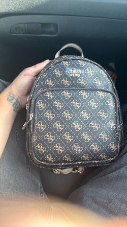 Guess Mini Backpack Brown Logo Print with wallet