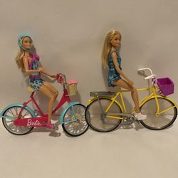 Barbie Dolls with Bicycles, One Vintage