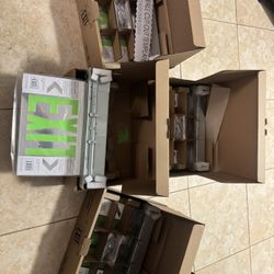 (5)-QILite™ Recessed Mount Edge-Lit LED Exit Sign (Green Letters, Double-Sided)