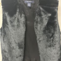 Ladies Faux Fur Black Vest Size Small 