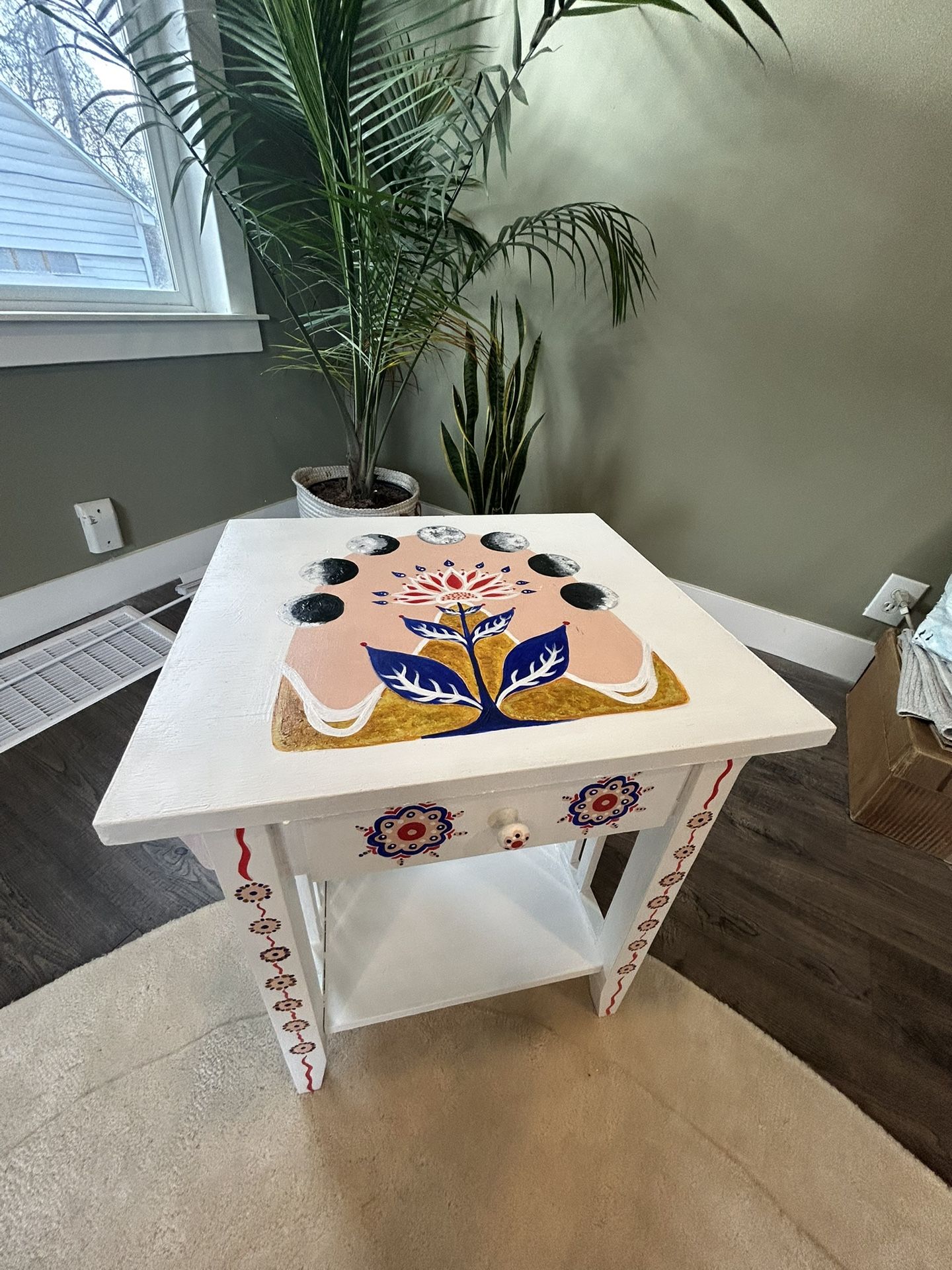 Hand Painted Unique Bedside Table