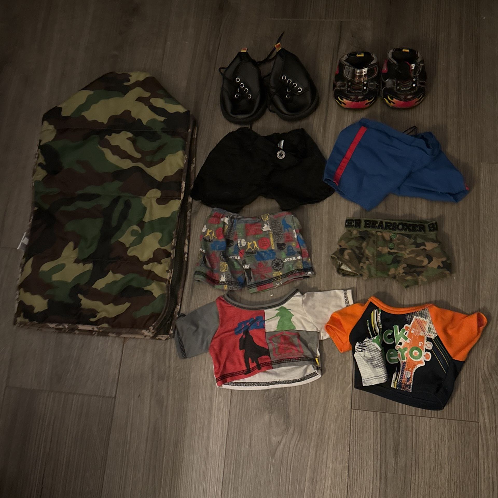 Build A Bear Clothes,shoes,and, a Sleeping Bag