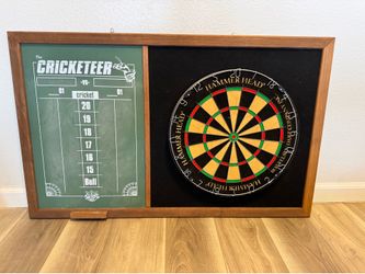 Custom The Cricketeer Dartboard with Wooden Frame, Chalk Board Scoreboard