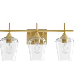 Bathroom Vanity Light, 3-Light Bathroom Light Fixture Over Mirror, Vanity Light Fixtures with Clear Glass, Modern Wall Sconce for Bathroom Bedroom Hal