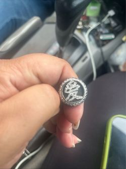 Silver CZ Chinese Character Ring