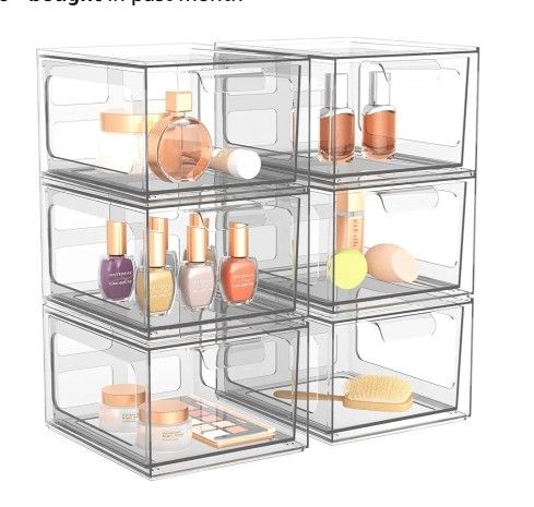 Clear Plastic Acrylic Organizers Makeup Organizer Drawers Storage Bins for Vanity Kitchen Cabinets Pantry
6 Pack Stackable Pull-Out Handles