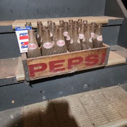  1980 Pepsi Returnable Bottles And Crate Also Vintage Deck Of Cards