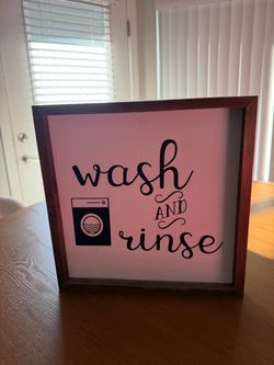 Wash and Rinse Laundry Room Wood Sign
