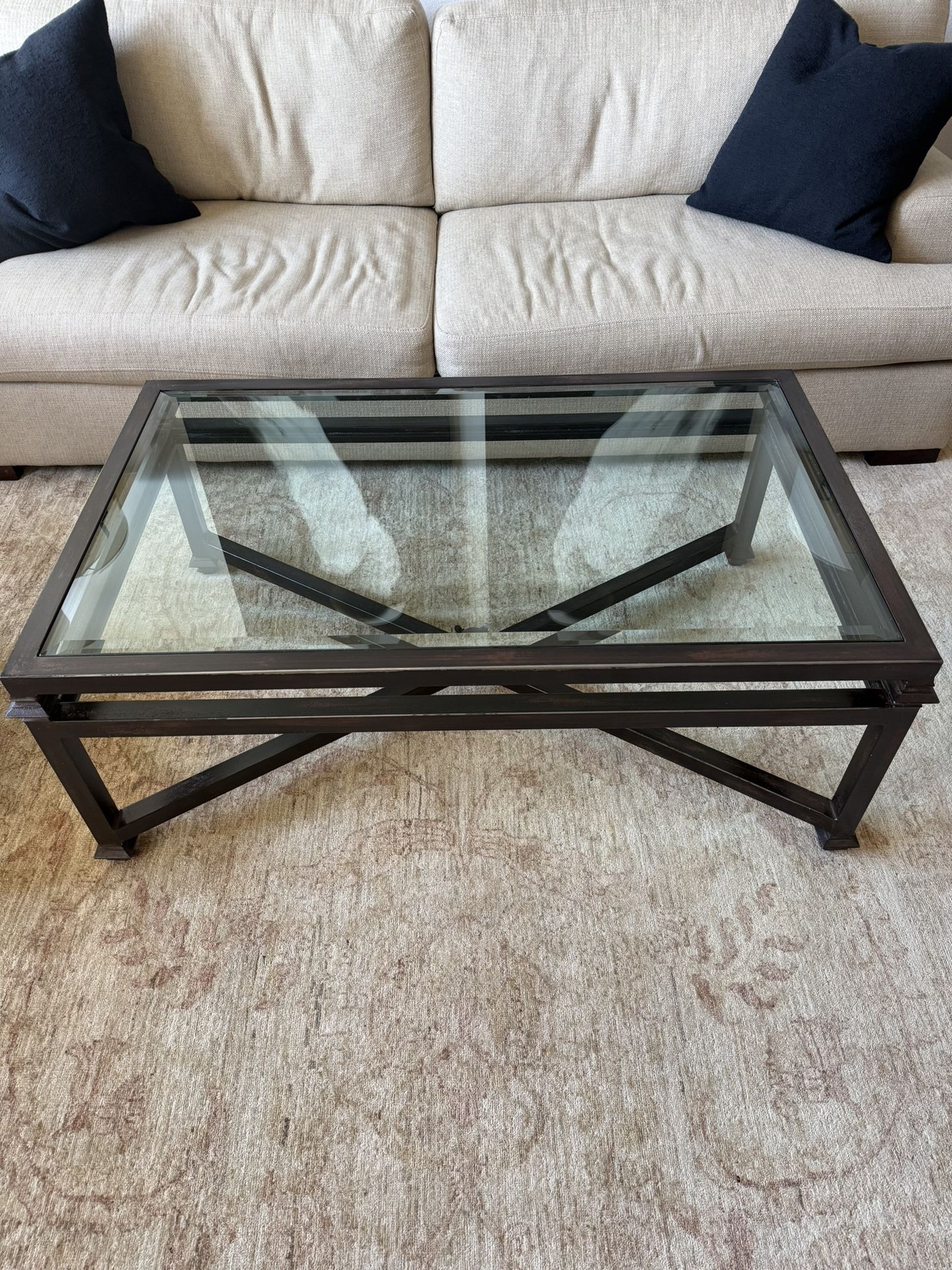 Glass and Metal Coffee Table