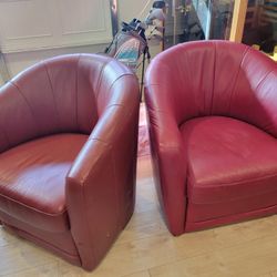 Red Swivel Natuzzi Editions Giada Armchair 