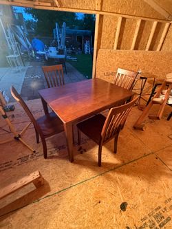 Wood Dining Table with 4 Chairs