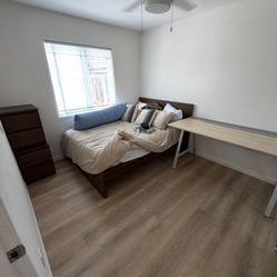 IKEA Full Sized Bed Frame With Two Matching Nightstands 