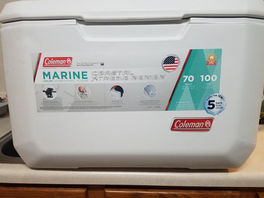 coleman 70 qt marine cooler ,brand new