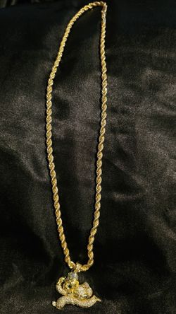 Gold-filled Rope Chain with Monopoly Man Pendant