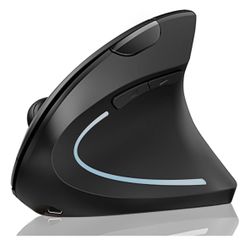 Ergonomic Mouse, Vertical Wireless Mouse: Rechargeable Optical Carpal Tunnel Mice with 2.4G USB Receiver, 1000/1200 / 1600 DPI, 6 Buttons