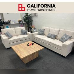 Comfortable Square Arm Sofa & Loveseat Set