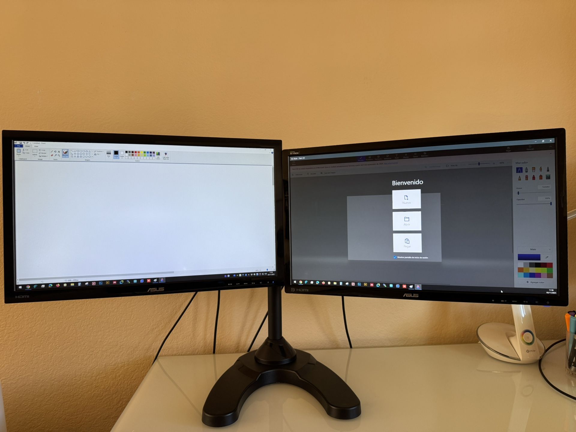 2x Asus 24” Monitors With Stand (1x Gaming 144hz, 1ms)