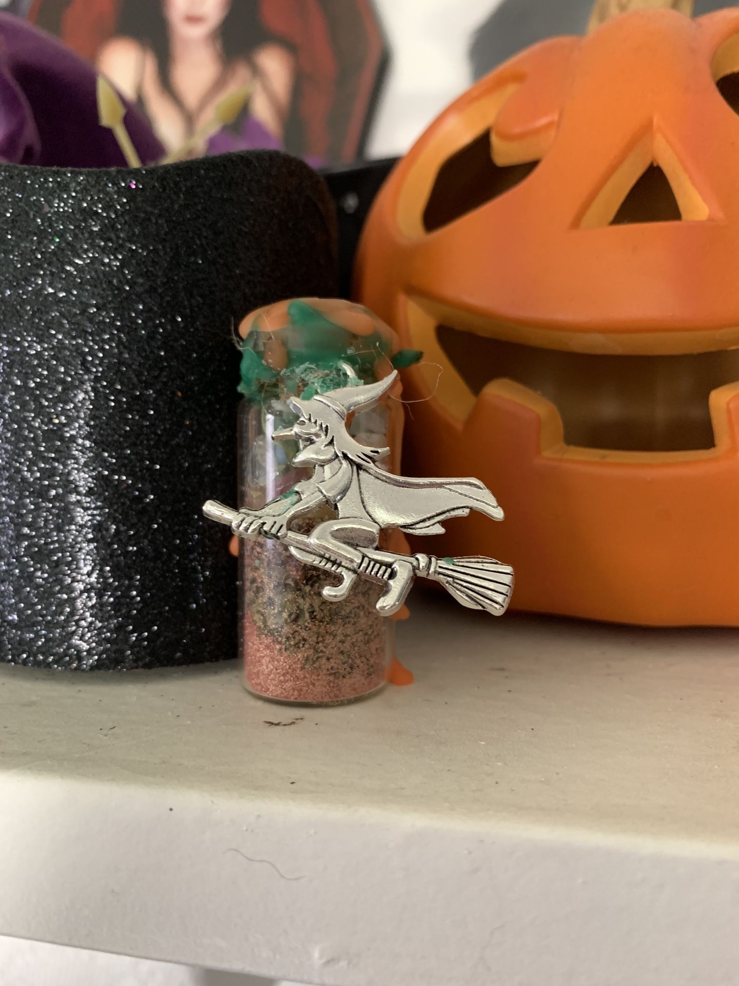 Happiness Spell Bottle with Witch Charm
