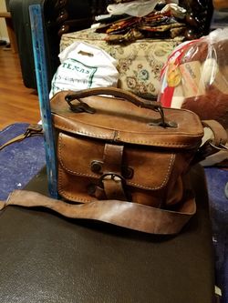 Men leather satchel camera bag