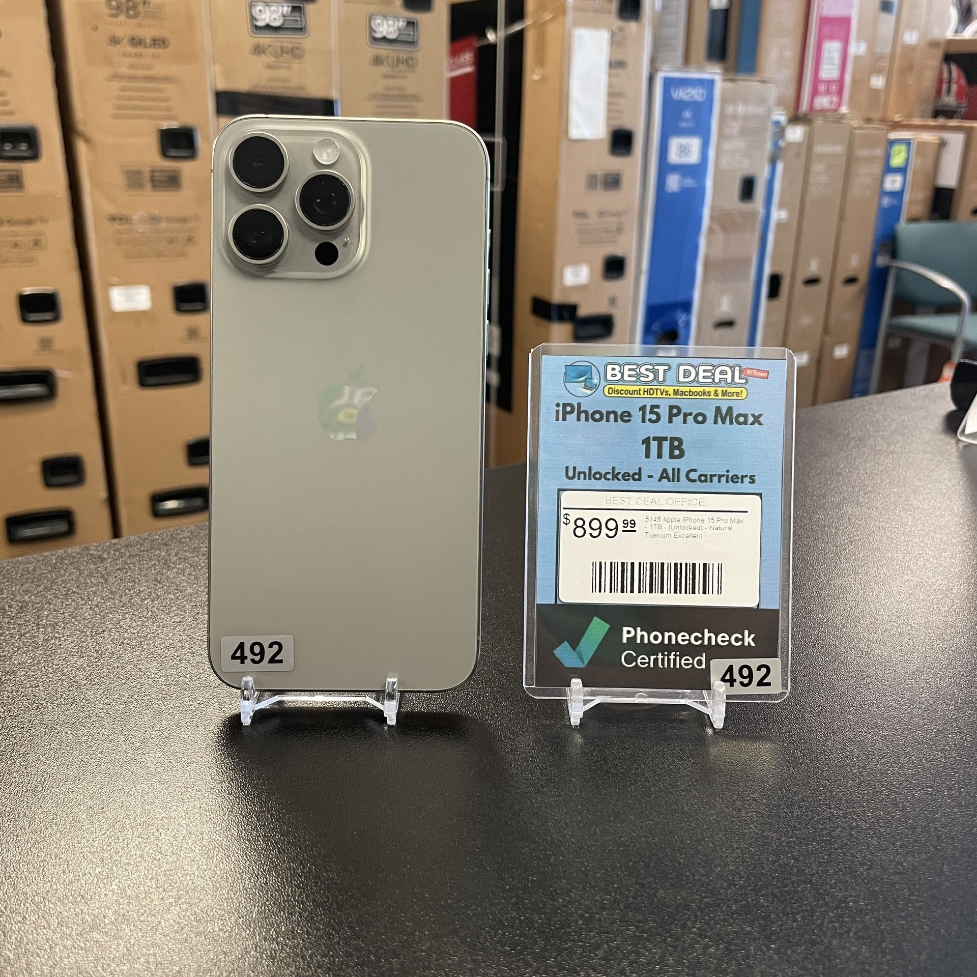 iPhone 15 Pro Max 1TB Storage Unlocked for all Carriers with Store Warranty and Financing Available!
