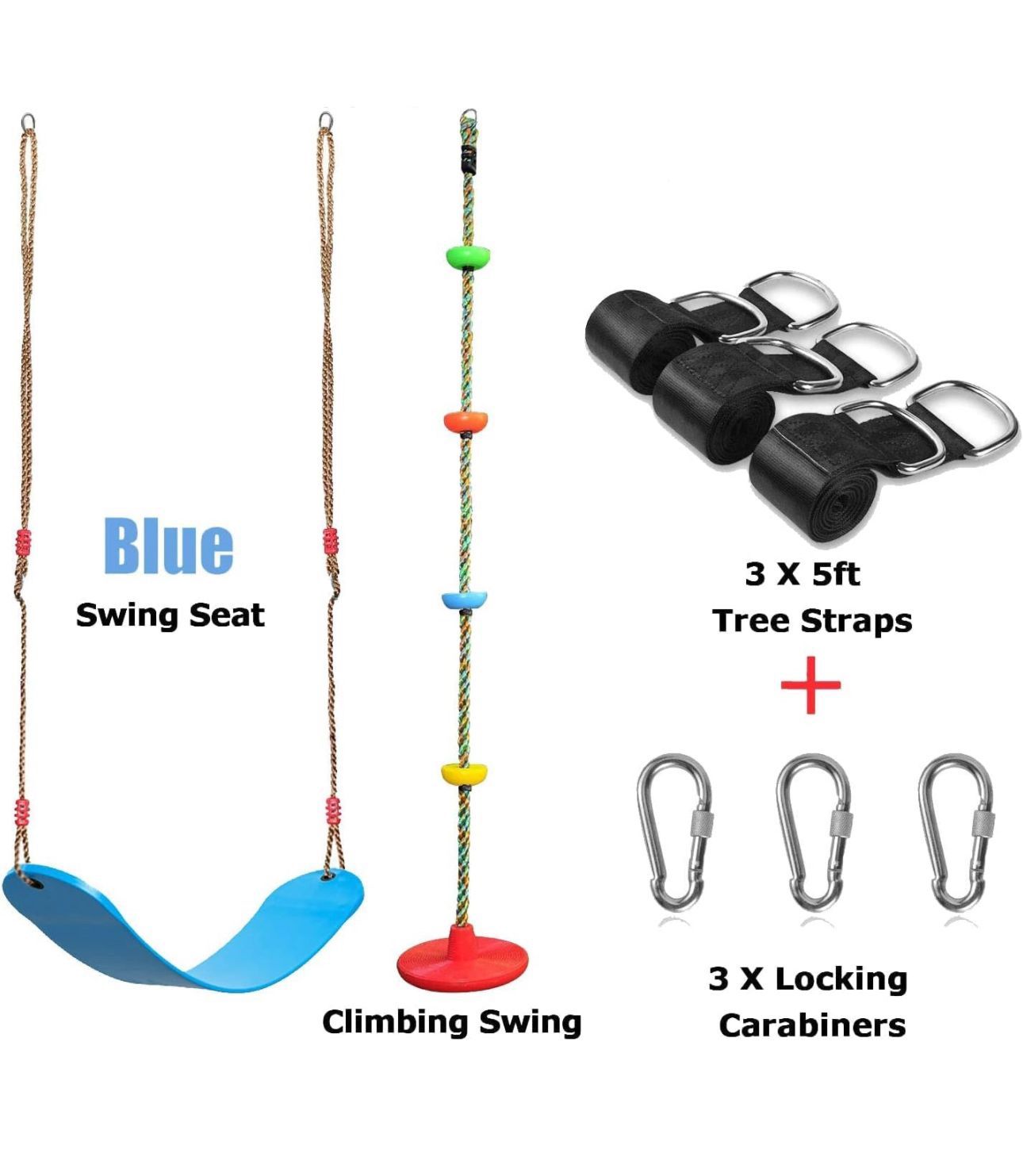 New in box Swing Set 2 Pack Swings Seats Tree Climbing Rope Swing Multicolor with Platforms, Outdoor Toys for Kids Ages 3+, Outside Playground Backyar